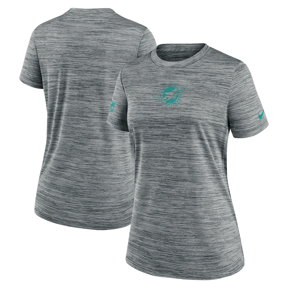 Women's Nike Gray Miami Dolphins Sideline Velocity Performance T-Shirt