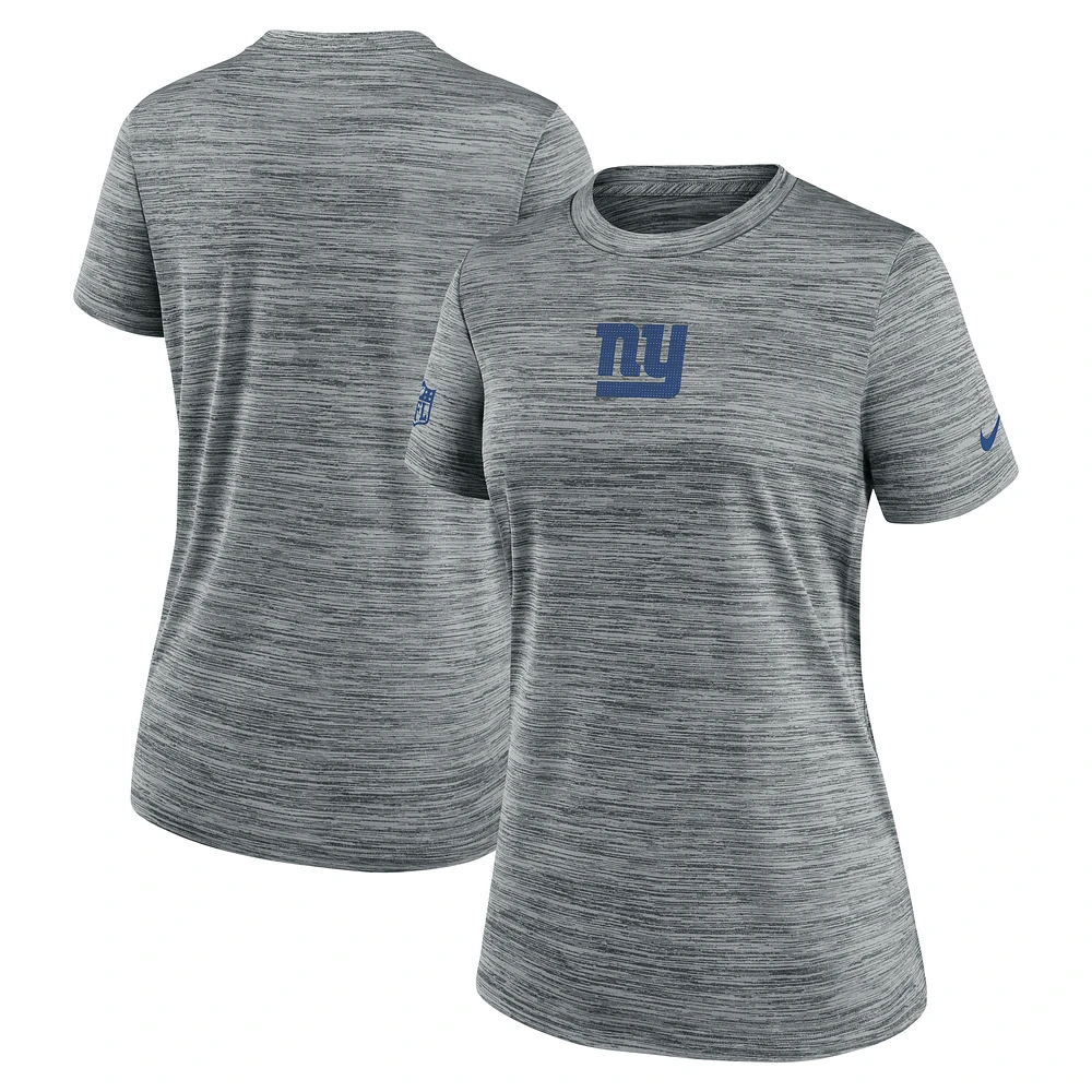 Women's Nike Gray New York Giants Sideline Velocity Performance T-Shirt