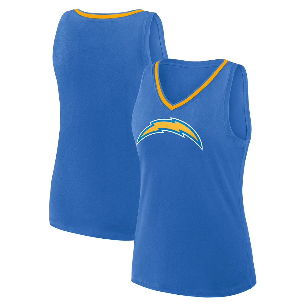 Women's Logo Athletic Powder Blue Los Angeles Chargers Stellar Win V-Neck Tank Top