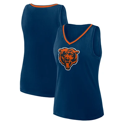 Women's Logo Athletic Navy Chicago Bears Stellar Win V-Neck Tank Top