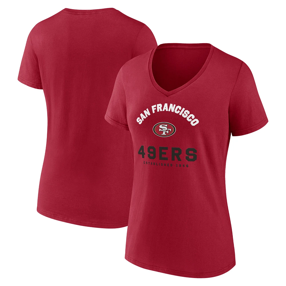 Women's Logo Athletic Scarlet San Francisco 49ers Unrivaled V-Neck T-Shirt