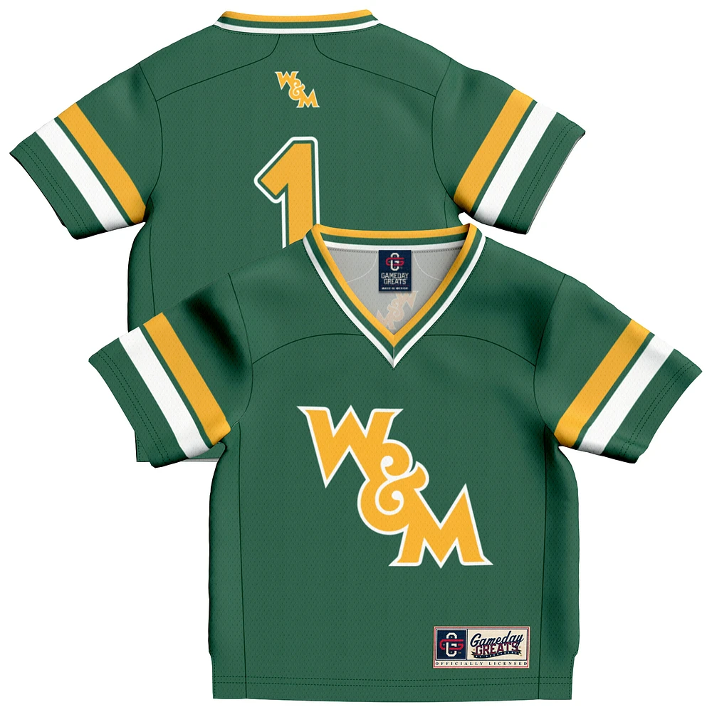 Toddler GameDay Greats #1 Green William & Mary Tribe Collegiate Football Fashion Jersey