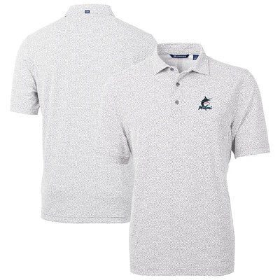 Men's Cutter & Buck Gray Miami Marlins Virtue Eco Pique Botanical Recycled Polo