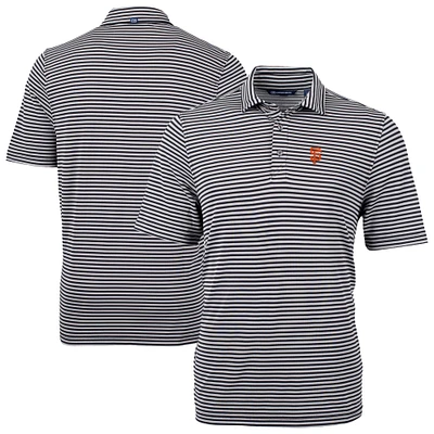 Men's Cutter & Buck Black San Francisco Giants Virtue Eco Pique Stripe Recycled Polo