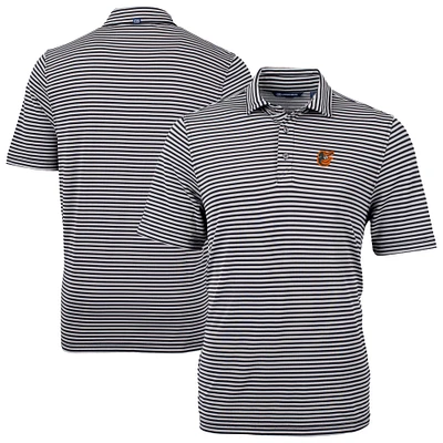 Men's Cutter & Buck Black Baltimore Orioles Virtue Eco Pique Stripe Recycled Polo