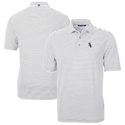 Men's Cutter & Buck Gray Chicago White Sox Virtue Eco Pique Stripe Recycled Polo