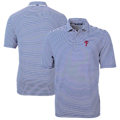 Men's Cutter & Buck Blue Philadelphia Phillies Virtue Eco Pique Stripe Recycled Polo