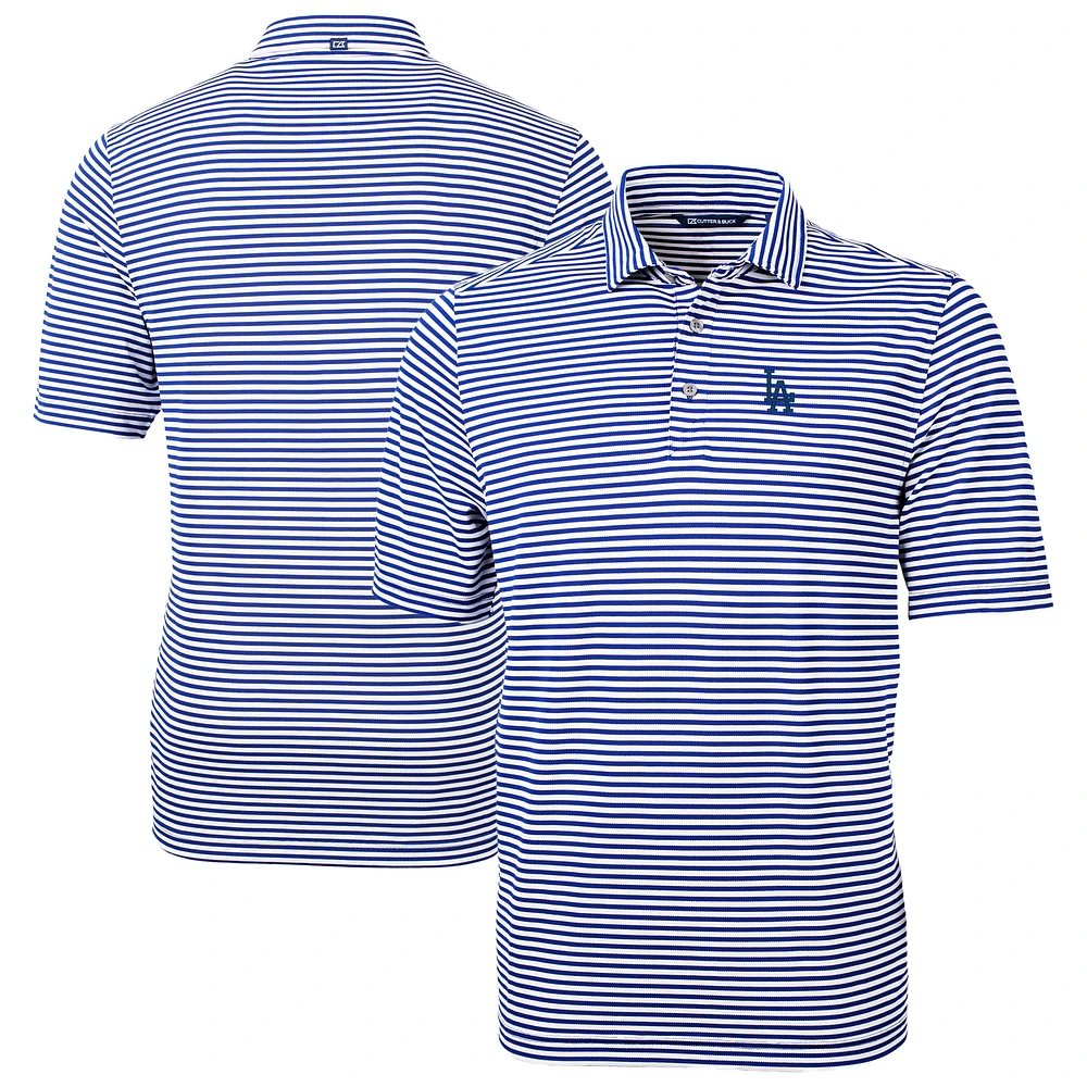 Men's Cutter & Buck Blue Los Angeles Dodgers Virtue Eco Pique Stripe Recycled Polo