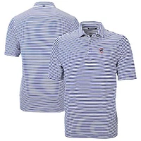 Men's Cutter & Buck Blue Chicago Cubs Virtue Eco Pique Stripe Recycled Polo