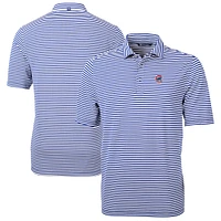 Men's Cutter & Buck Blue Chicago Cubs Virtue Eco Pique Stripe Recycled Polo