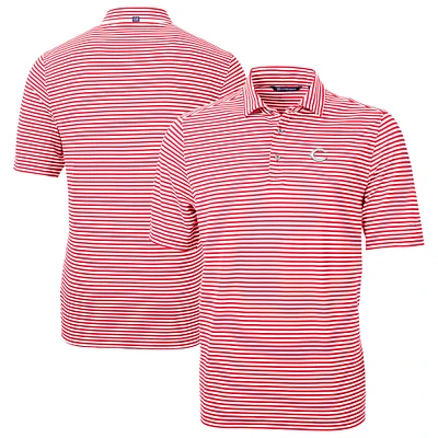 Men's Cutter & Buck Red Cincinnati Reds Virtue Eco Pique Stripe Recycled Polo