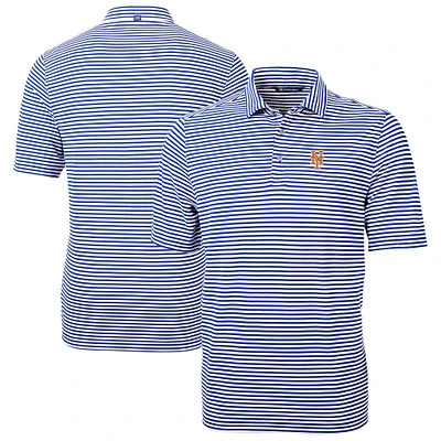 Men's Cutter & Buck Blue New York Mets Virtue Eco Pique Stripe Recycled Polo