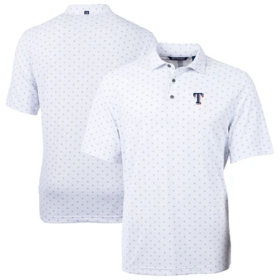 Men's Cutter & Buck  White Texas Rangers Virtue Eco Pique Tile Recycled Polo