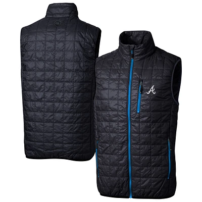 Men's Cutter & Buck Navy Atlanta Braves Rainier PrimaLoft® Eco Insulated Full-Zip Puffer Vest