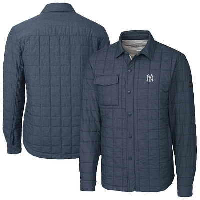Men's Cutter & Buck Anthracite New York Yankees Rainier PrimaLoft Eco Insulated Quilted Full-Zip Shacket