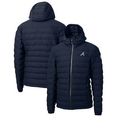 Men's Cutter & Buck Navy Atlanta Braves Mission Ridge Repreve® Eco Insulated Full-Zip Hooded Puffer Jacket