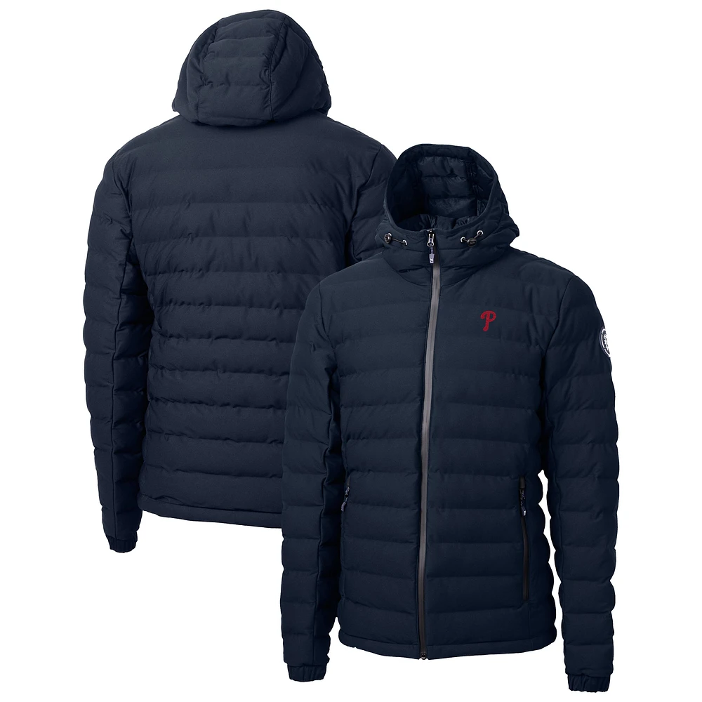 Men's Cutter & Buck Navy Philadelphia Phillies Mission Ridge Repreve® Eco Insulated Full-Zip Hooded Puffer Jacket