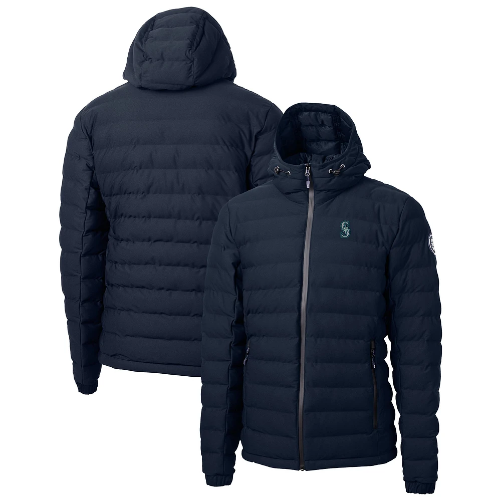 Men's Cutter & Buck Navy Seattle Mariners Mission Ridge Repreve® Eco Insulated Full-Zip Hooded Puffer Jacket