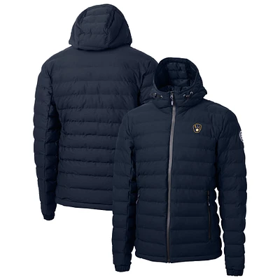 Men's Cutter & Buck Navy Milwaukee Brewers Mission Ridge Repreve® Eco Insulated Full-Zip Hooded Puffer Jacket