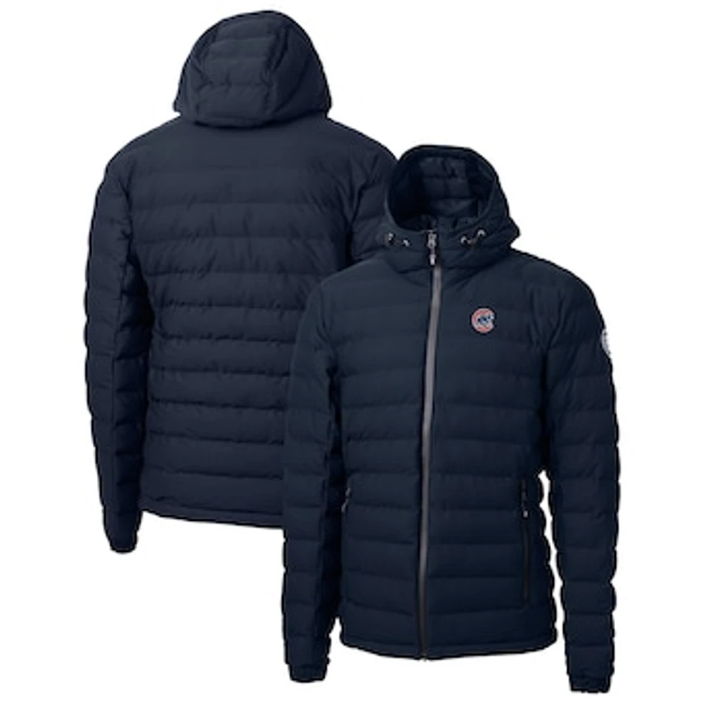 Men's Cutter & Buck Navy Chicago Cubs Mission Ridge Repreve® Eco Insulated Full-Zip Hooded Puffer Jacket