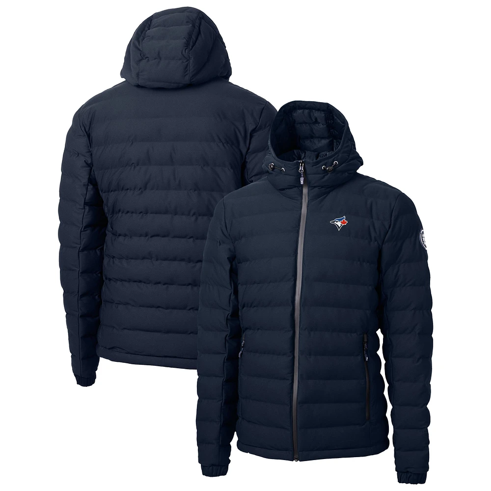 Men's Cutter & Buck Navy Toronto Blue Jays Mission Ridge Repreve® Eco Insulated Full-Zip Hooded Puffer Jacket