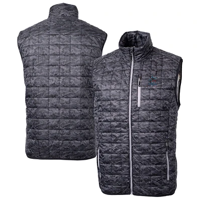 Men's Cutter & Buck Black Miami Marlins Rainer Eco Insulated PrimaLoft Full-Zip Puffer Vest