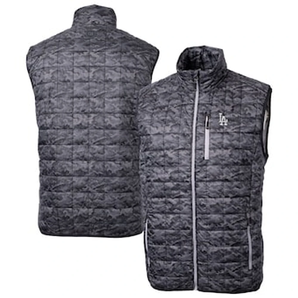Men's Cutter & Buck Black Los Angeles Dodgers Rainer Eco Insulated PrimaLoft Full-Zip Puffer Vest