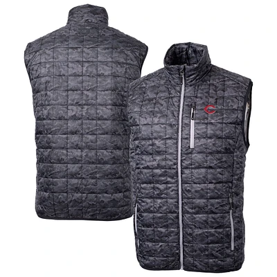 Men's Cutter & Buck Black Cincinnati Reds Rainer Eco Insulated PrimaLoft Full-Zip Puffer Vest