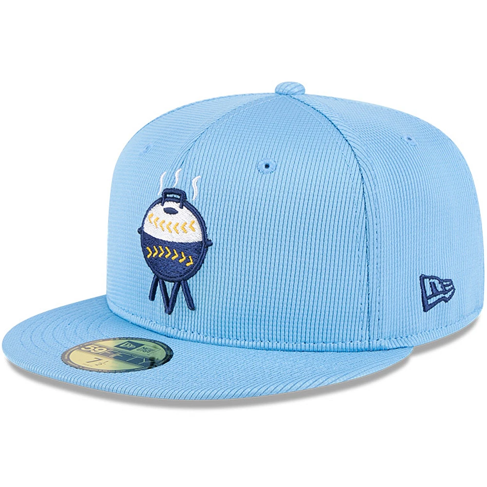 Men's New Era Light Blue Milwaukee Brewers City Connect Batting Practice 59FIFTY Fitted Hat