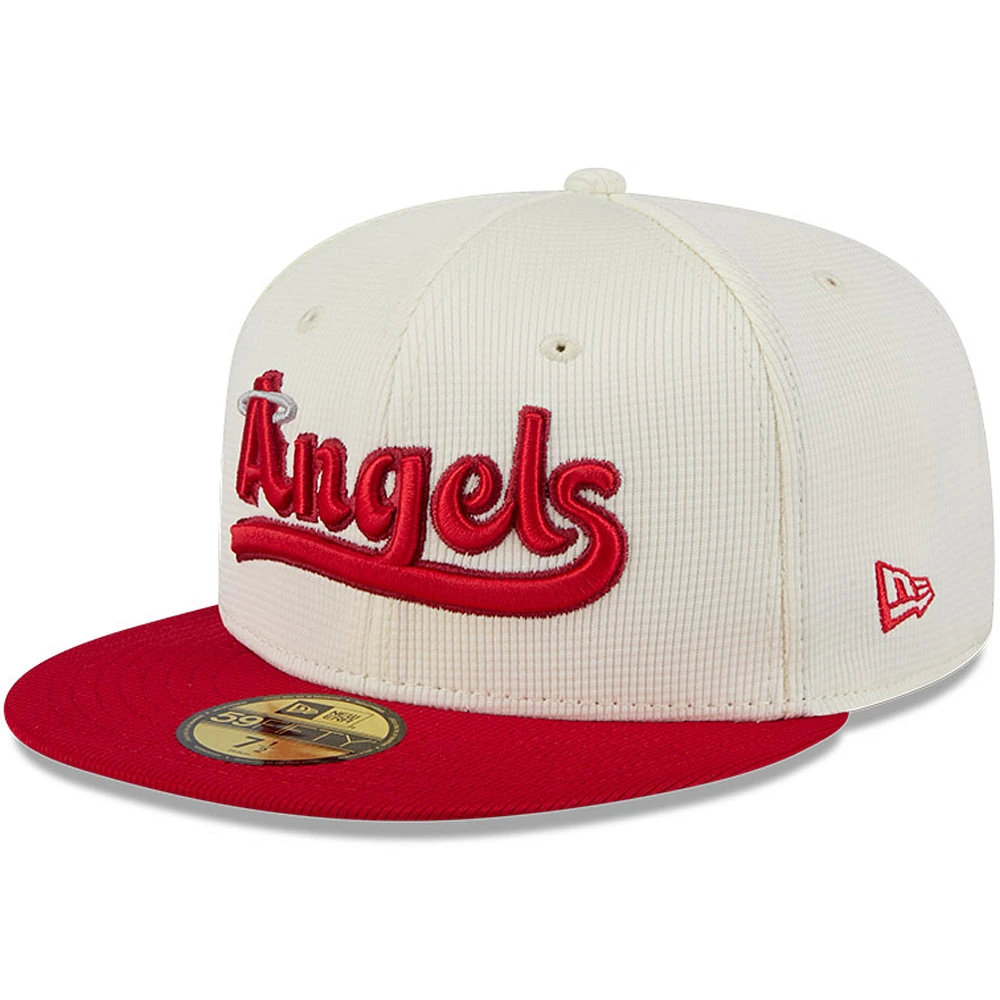 Men's New Era Cream/Red Los Angeles Angels City Connect Batting Practice 59FIFTY Fitted Hat
