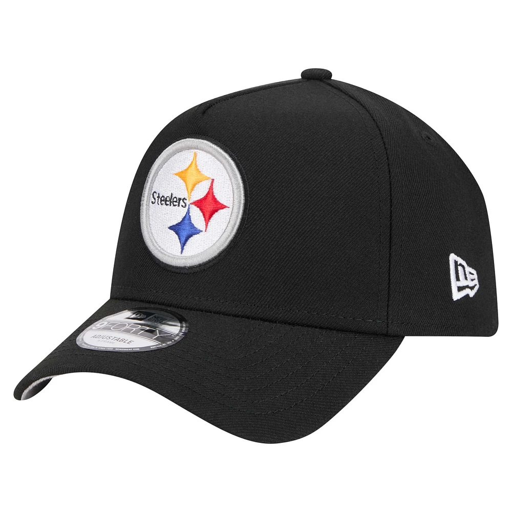 Men's New Era Black Pittsburgh Steelers A-Frame 9FORTY Adjustable Hat