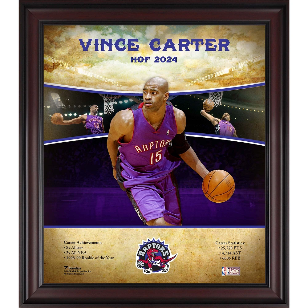 Vince Carter Toronto Raptors Framed 15" x 17" Hardwood Classics Player Collage