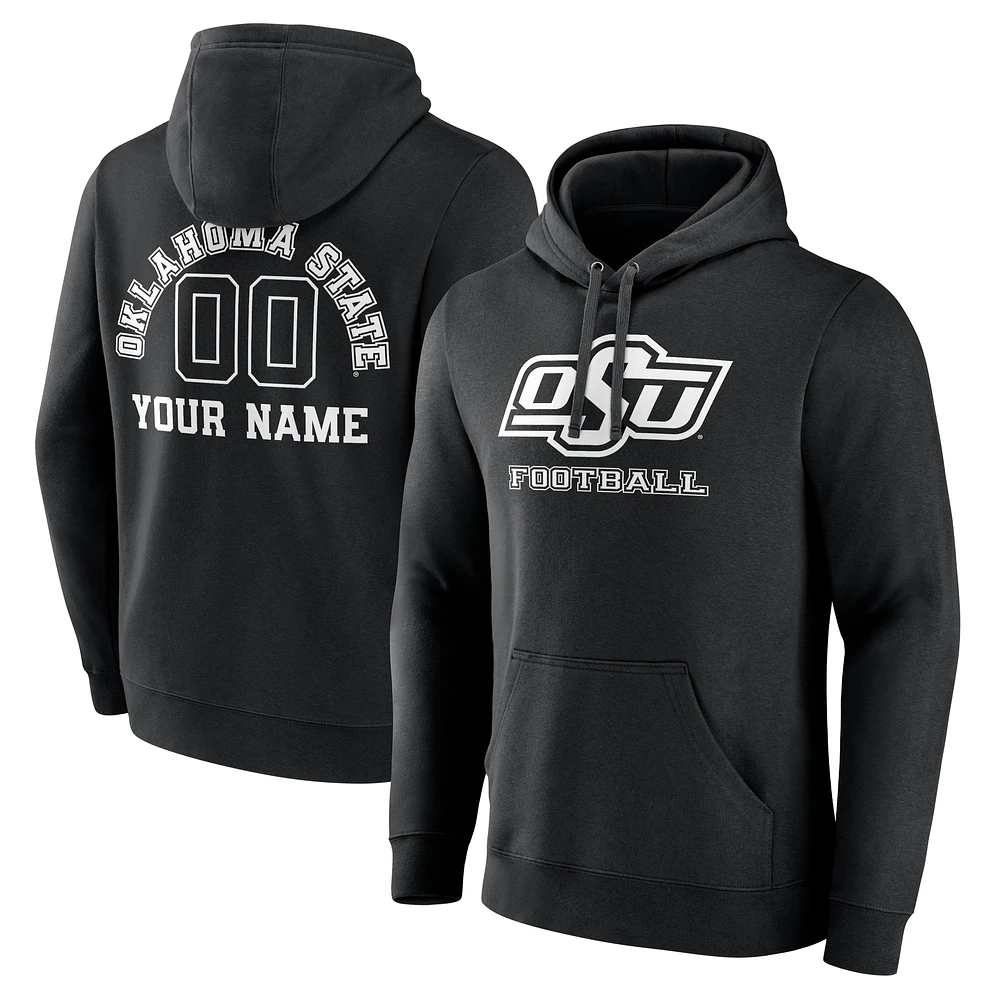 Men's Black Oklahoma State Cowboys Personalized Name & Number Monochrome Pullover Hoodie