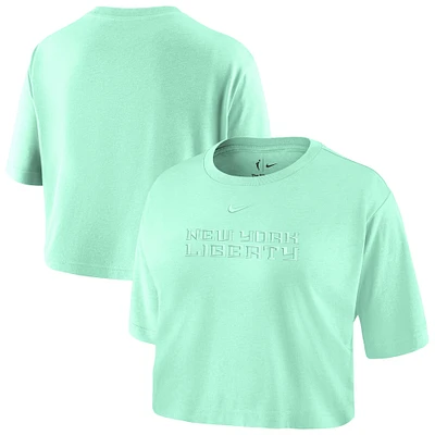 Women's Nike Mint New York Liberty Basketball Tonal Wordmark Cropped T-Shirt