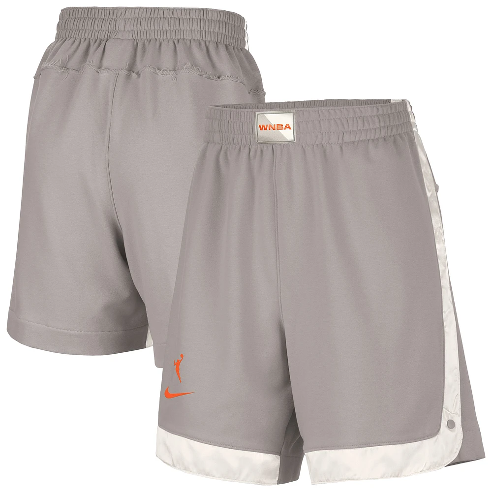 Women's Nike Gray WNBA Gear Fly Basketball Tri-Blend Fleece Shorts