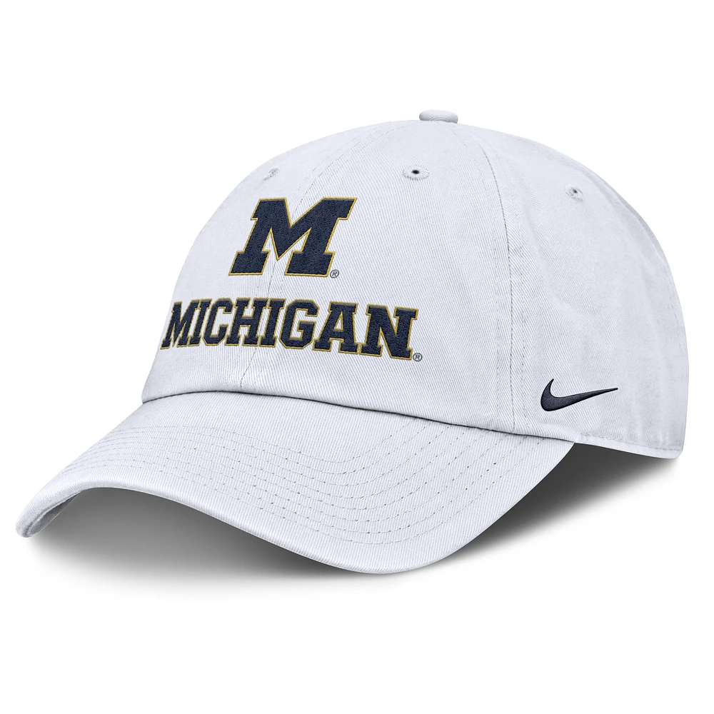 Men's Nike White Michigan Wolverines 2025 Sideline Club Adjustable Hat