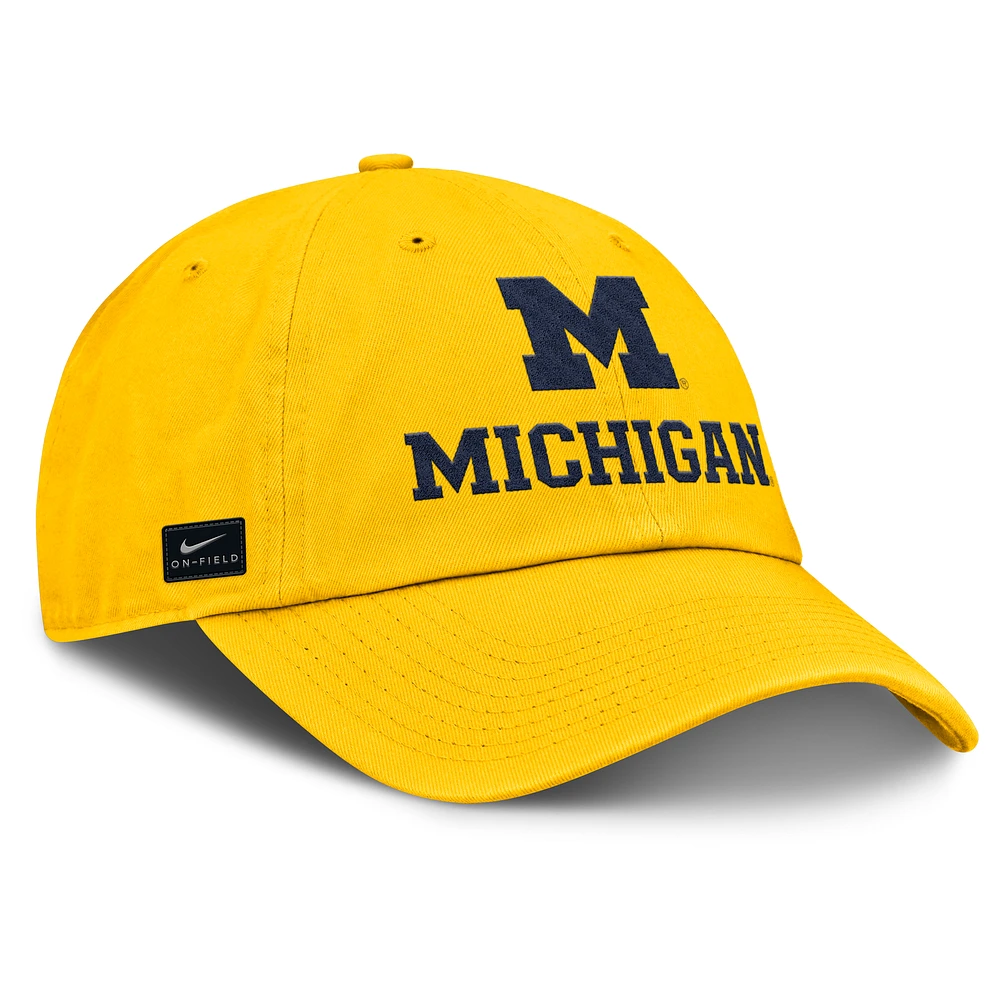 Men's Nike Maize Michigan Wolverines 2025 Sideline Club Adjustable Hat