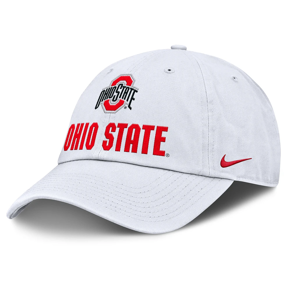Men's Nike White Ohio State Buckeyes 2025 Sideline Club Adjustable Hat