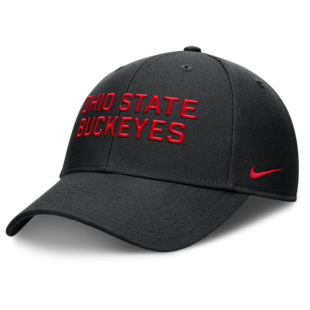 Men's Nike Black Ohio State Buckeyes Rise Practice Adjustable Hat