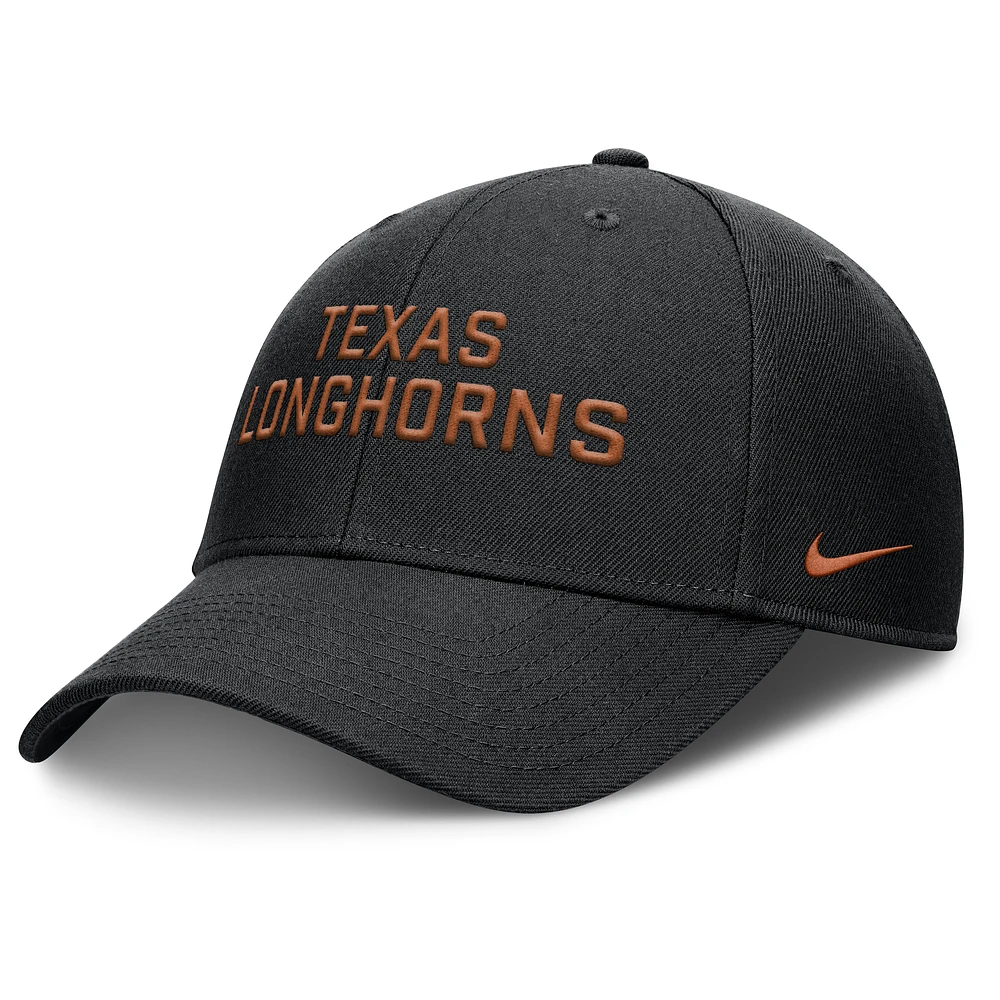 Men's Nike Black Texas Longhorns Rise Practice Adjustable Hat