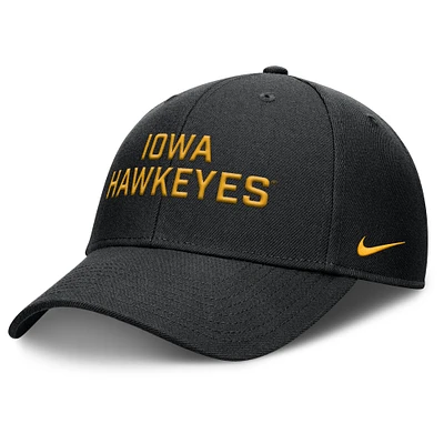 Men's Nike Black Iowa Hawkeyes Rise Practice Adjustable Hat