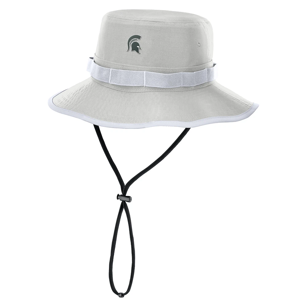 Men's Nike Gray Michigan State Spartans 2025 Sideline Apex Boonie Performance Bucket Hat
