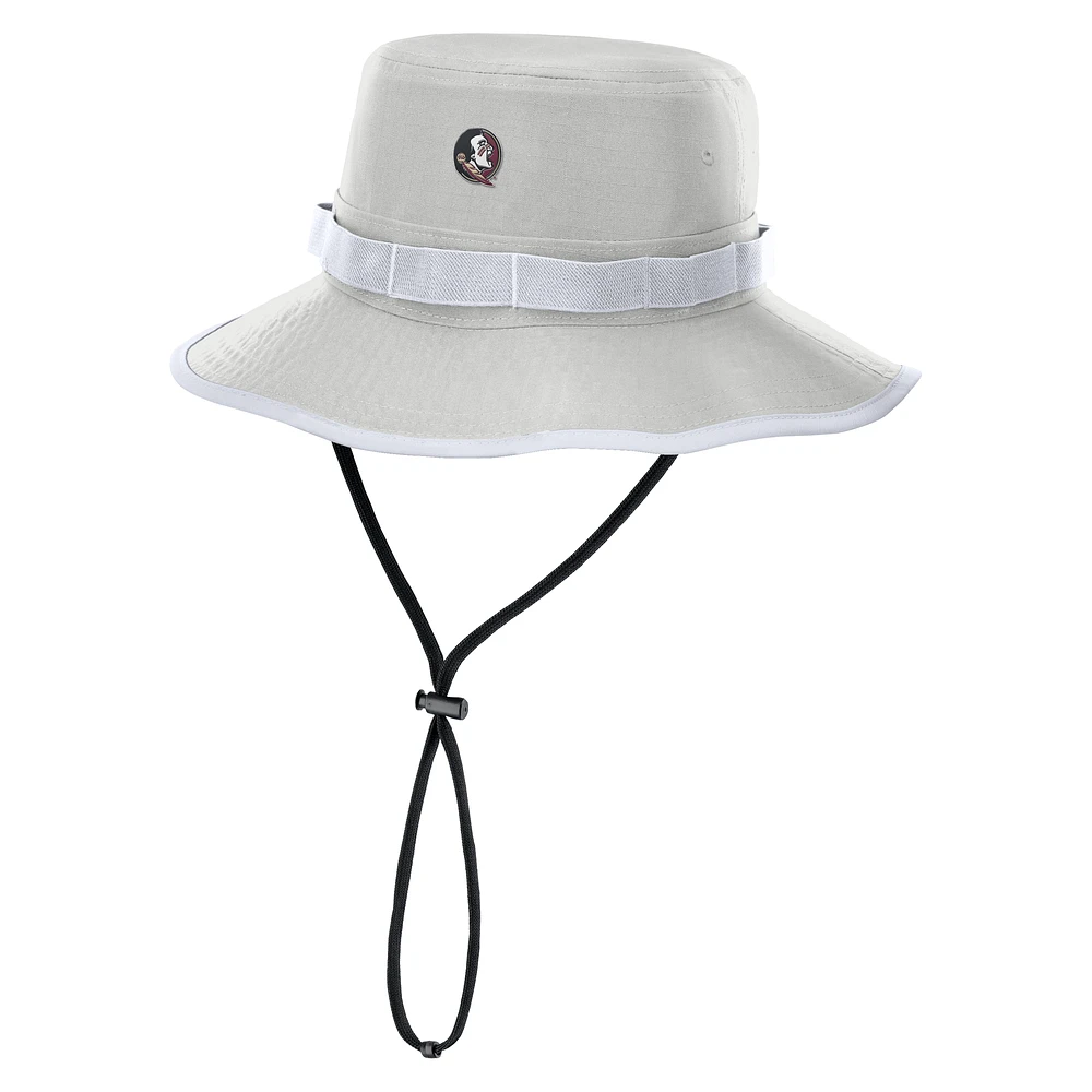 Men's Nike Gray Florida State Seminoles 2025 Sideline Apex Boonie Performance Bucket Hat
