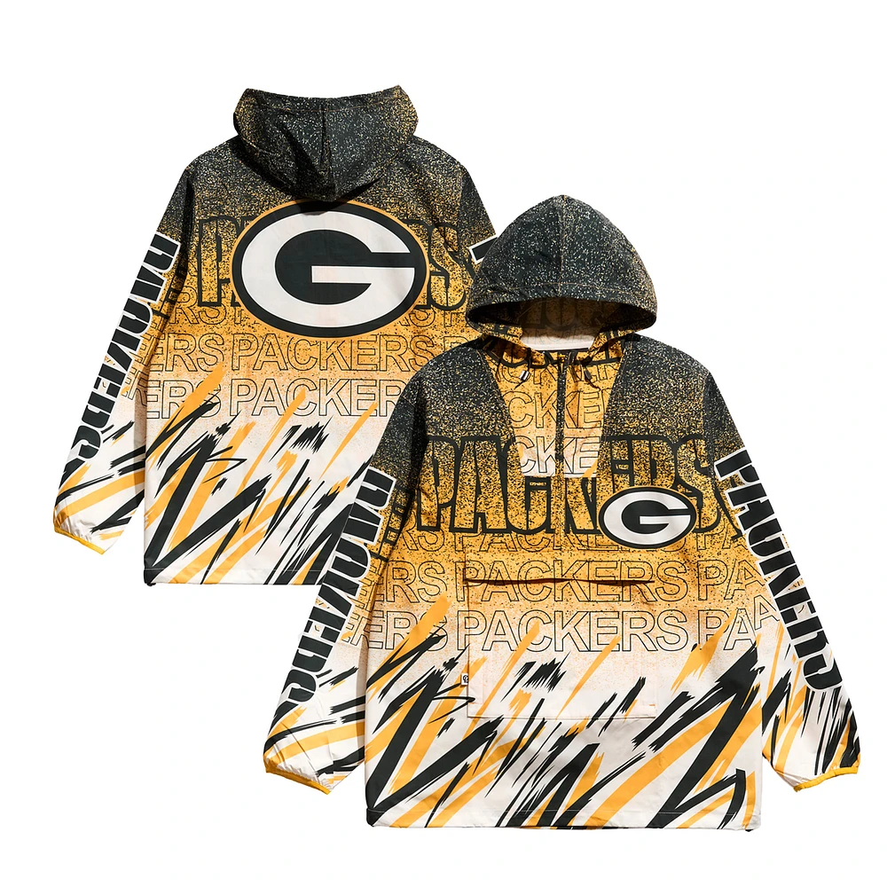 Men's Chalk Line Green/Yellow Green Bay Packers Sketch Pad Anorak Half-Zip Jacket