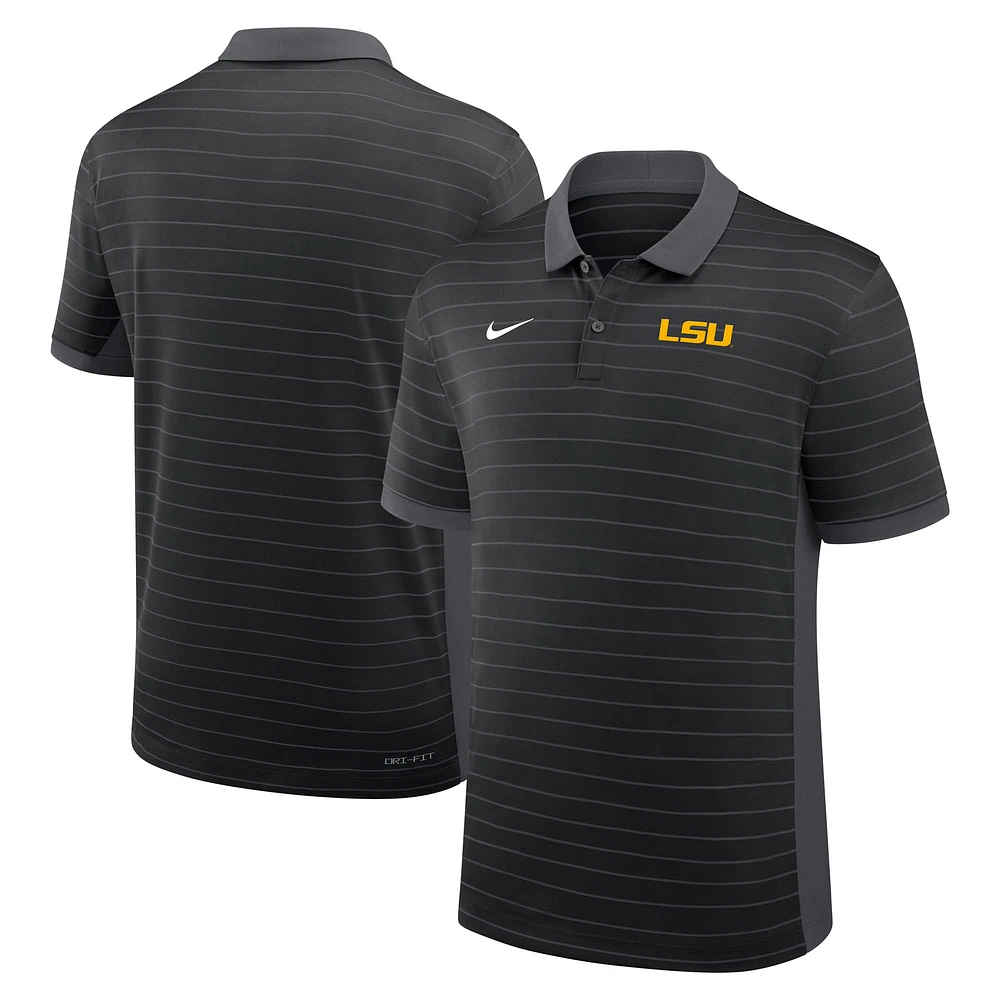 Men's Nike Black LSU Tigers 2025 Early Season Coaches Sideline Victory Stripe Dri-FIT Polo
