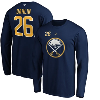 Men's Fanatics Rasmus Dahlin Navy Buffalo Sabres Authentic Stack Name & Number T-Shirt