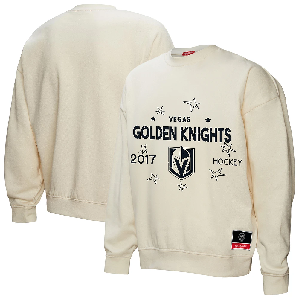 Women's Mitchell & Ness Cream Vegas Golden Knights Logo 3.0 Pullover Sweatshirt