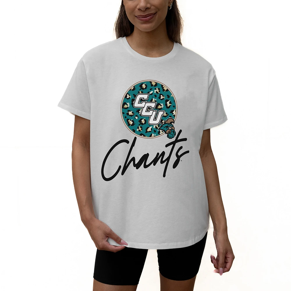 Women's Gameday Couture White Coastal Carolina Chanticleers Wild Expectations Tri-Blend Flowy T-Shirt