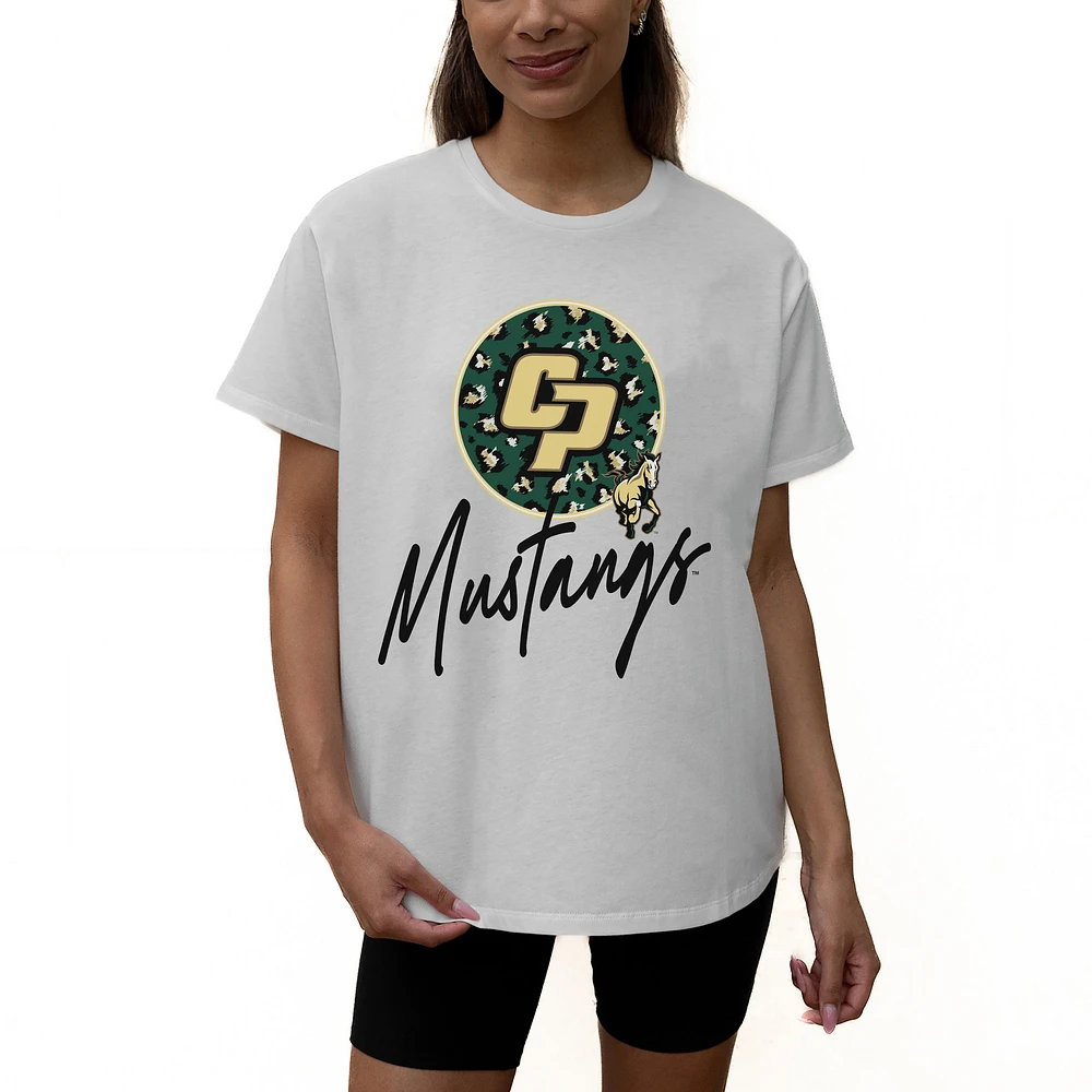 Women's Gameday Couture White Cal Poly Mustangs Wild Expectations Tri-Blend Flowy T-Shirt