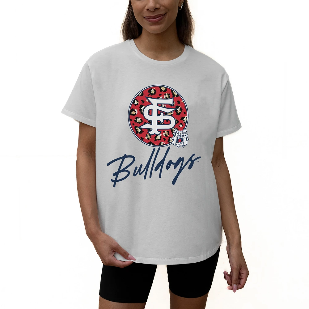 Women's Gameday Couture White Fresno State Bulldogs Wild Expectations Tri-Blend Flowy T-Shirt